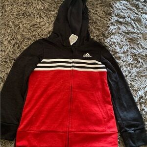 Adidas Kids Red and Black jacket Hoodie size 5